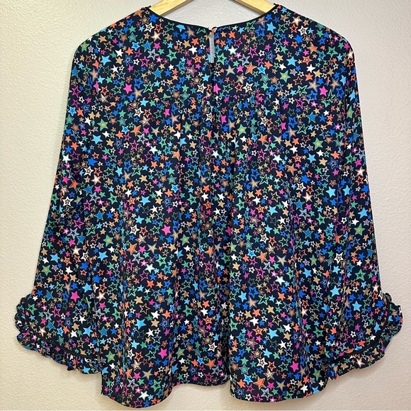 NWT Current Air Star Print Multicolor Flowy Ruffle Blouse - Picture 7 of 9
